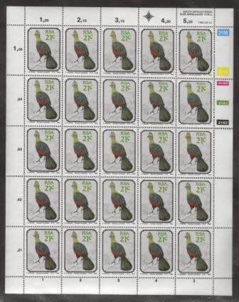 RSA 1990 SA BIRDS 21c MNH FULL SHEET OF 25