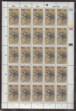 RSA 1987 BEETLES 14c MNH FULL SHEET OF 25