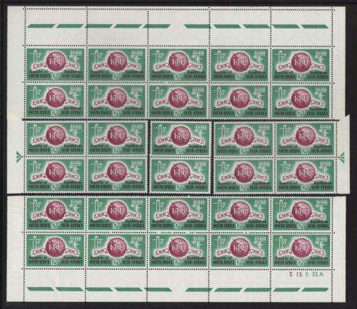 RSA 1965 ITU 12and1/2c MINT RECONSTRUCTED SHEET OF 30 PANE A