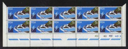 RSA 1972 VERWOERD DAM 5c MNH EXTENDED CONTROL BLOCK OF 10 PANE B