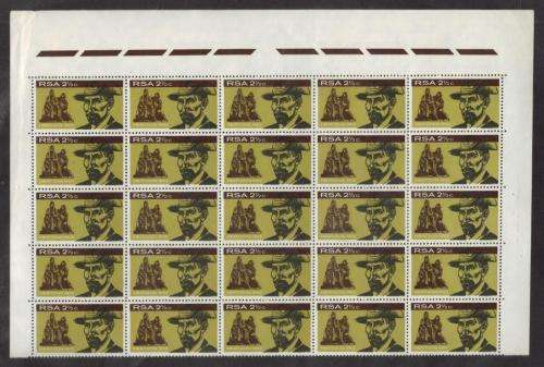 RSA 1968 HERTZOG MONUMENT 2and1/2c MNH TOP MARGINAL BLOCK OF 25