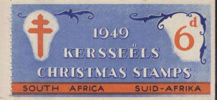 UNION SA 1949 6d CHRISTMAS LABELS BOOKLET COMPLETE WITH MNH PANE (STITCHED)