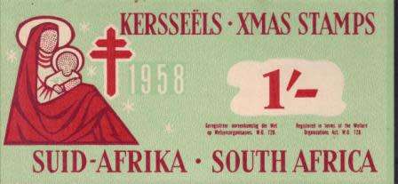UNION SA 1958 1S CHRISTMAS LABELS BOOKLET COMPLETE WITH 2 MNH PANES