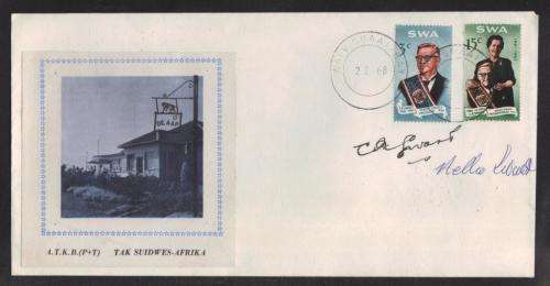SWA 1968 1ST STATE PRESIDENT CR SWART COMMEMORATION PRIVATE FDC SIGNED BY HIM AND HIS WIFE
