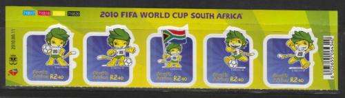 RSA 2010 FIFA WORLD CUP MASCOT MNH CONTROL STRIP OF 5