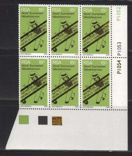 RSA 1976 WORLD BOWLS CHAMPIONS MNH CONTROL BLOCK OF 6