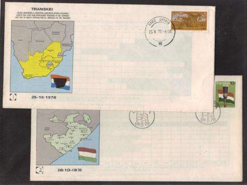 RSA 1976 Transkei sunset and sunrise com covers with 25/10/76 and 26/10/76 date stamp