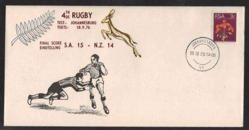 RSA 1976 4TH RUGBY TEST SA ALL BLACKS COM COVER WITH JOHANNESBURG 18/9/76 D/S