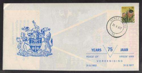 RSA 1977 75 YEARS PEACE OF VEREENIGING COM COVER VEREENIGING 31/5/77 COUNTER 10 D/S