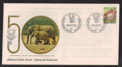 RSA 1981 NATIONAL PARKS BOARD COM COVER ELEPHANT PARK 3/7/81 D/S