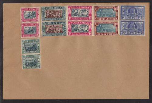 UNION SA 1938 VOORTREKKER SET OF 6 PAIRS ON COVER - NOT POSTED
