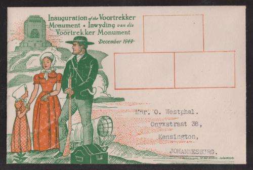 UNION SA 1949 INAUGURATION VOORTREKKER MONUMENT UNSERVICED ILLUSTRATED COM COVER