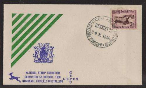 UNION SA 1958 GERMISTON NATIONAL EXHIBITION 2d ON COM COVER WITH SPECIAL D/S 6-9/10/58