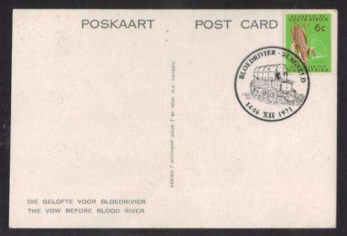 RSA 1971 THE VOW BEFORE BLOOD RIVER PRIVATE POSTCARD WITH TEXT IN DUTCH