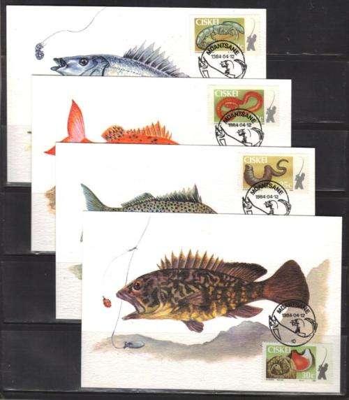 CISKEI 1984 FISHBAIT SET OF 4 PRIVATE MAXI CARDS #9 BY MAXICARD PUBLISHERS