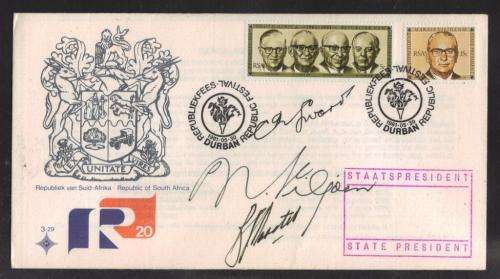 RSA 1981 REPUBLIC 20 FESTIVAL OFFICIAL FDC 3.29 SIGNED PRESIDENT VILJOEN AND CR SWART AND BJ VORSTER