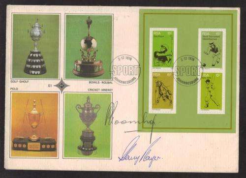 RSA 1976 SPORTS OFFICIAL FDC S1 SIGNED BY MINISTER PIET KOORNHOF AND GOLFER GARY PLAYER