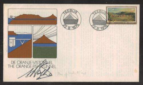 RSA 1975 ORANGE FISH TUNNEL COM COVER SIGNED BY MINISTER WATER AFFAIRS