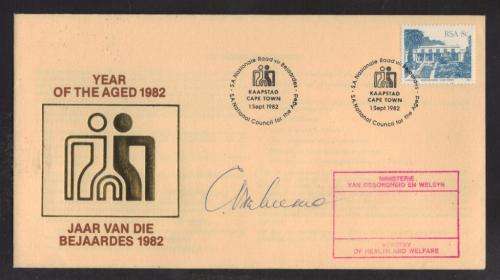 RSA 1982 COUNCIL FOR THE AGED COM COVER SIGNED BY MINISTER HEALTH AND WELFARE WITH CACHET