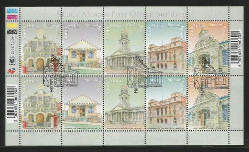 RSA 2008 SA POST OFFICE BUILDINGS USED (CTO) FULL SHEET OF 10