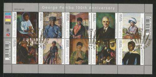 RSA 2012 100TH ANNIV GEORGE PEMBA CTO FULL SHEET OF 10 (GOLD D/S)