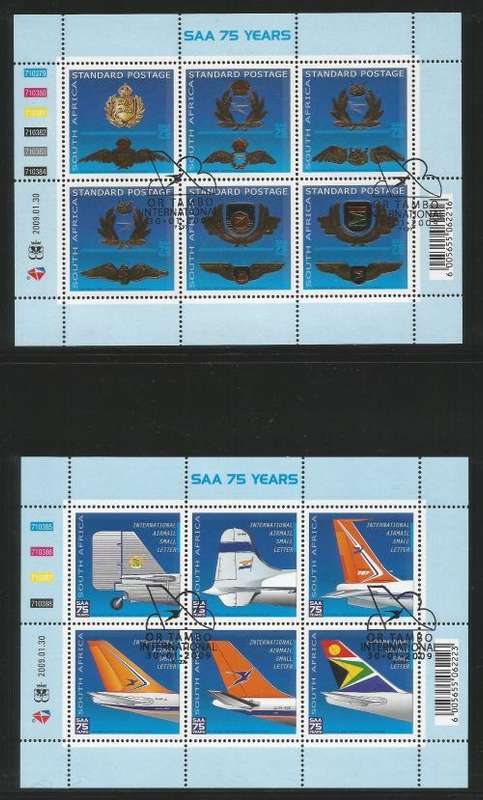 RSA 2009 SAA 75 YEARS SET OF 2 CTO FULL SHEETS OF 6
