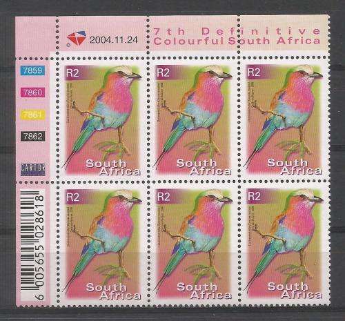 RSA 2004 7TH DEFINITIVE R2 BIRDS MNH CONTROL BLOCK 7859 OF 6 DATED 2004/11/24
