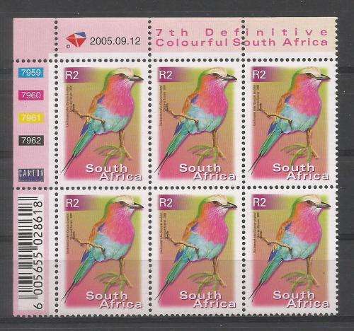 RSA 2005 7TH DEFINITIVE R2 BIRDS MNH CONTROL BLOCK 7959 OF 6 DATED 2005/09/12