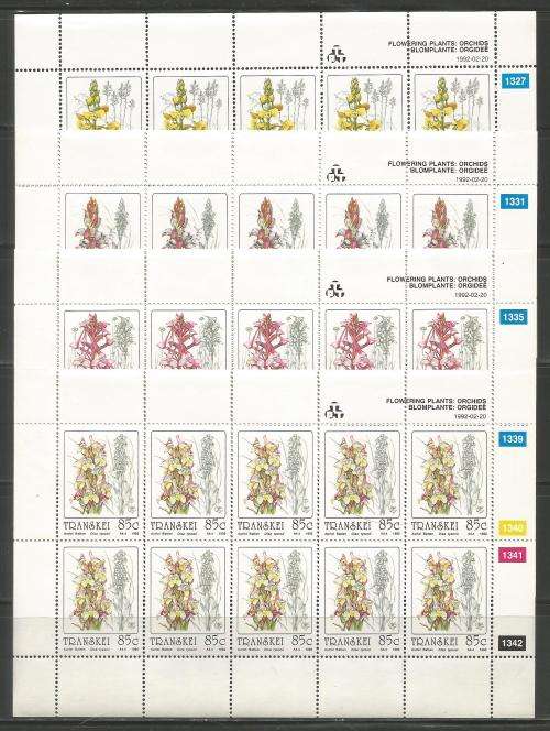 TRANSKEI 1992 ORCHIDS SET OF 4 MNH FULL SHEETS OF 10