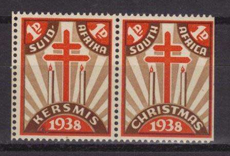 UNION SA 1938 MNH PAIR CHRISTMAS LABELS