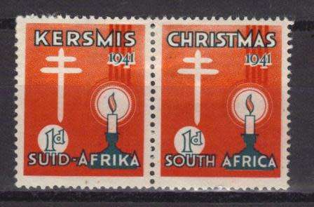 UNION SA 1941 MNH PAIR CHRISTMAS LABELS