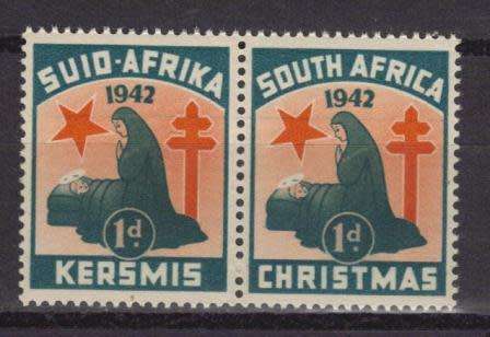 UNION SA 1942 MNH PAIR CHRISTMAS LABELS