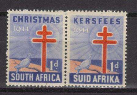 UNION SA 1944 MNH PAIR CHRISTMAS LABELS