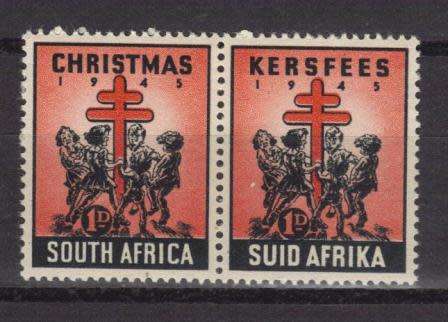 UNION SA 1945 MNH PAIR CHRISTMAS LABELS