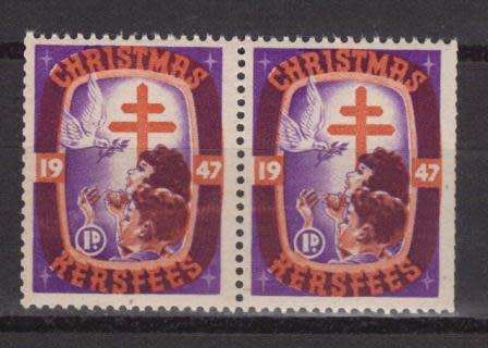 UNION SA 1947 MNH PAIR CHRISTMAS LABELS
