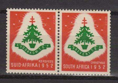 UNION SA 1952 MNH PAIR CHRISTMAS LABELS