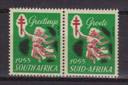 UNION SA 1953 MNH PAIR CHRISTMAS LABELS