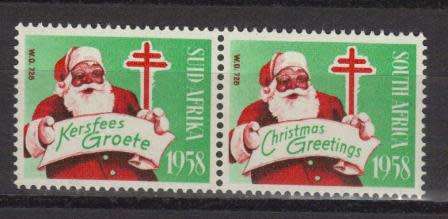 UNION SA 1958 MNH PAIR CHRISTMAS LABELS REPLACEMENT ISSUE