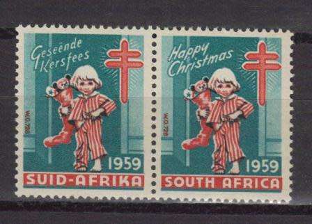 UNION SA 1959 MNH PAIR CHRISTMAS LABELS