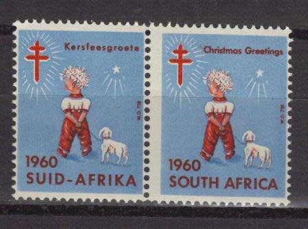 UNION SA 1960 MNH PAIR CHRISTMAS LABELS