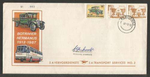 RSA 1987 SA TRANSPORT SERVICES #3 COM COVER SIGNED BY REGIONAL MANAGER
