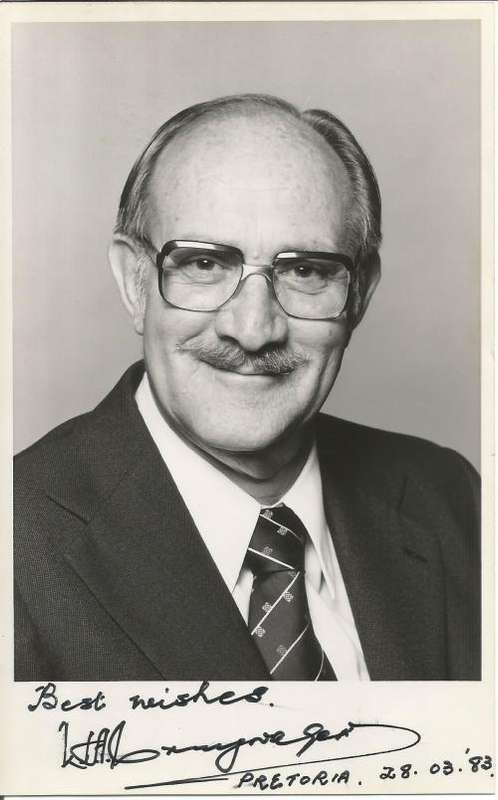 THEMATIC POLITICS - PHOTOGRAPH OF DR WA CRUYWAGEN ADMINISTRATOR TRANSVAAL SIGNED BY HIM