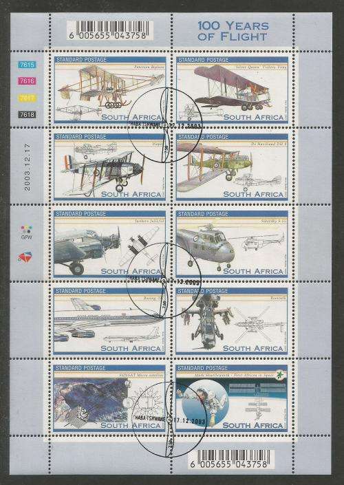 RSA 2003 100 YEARS OF FLIGHT CTO FULL SHEET OF 10