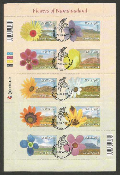 RSA 2008 FLOWERS OF NAMAQUALAND CTO FULL SHEET OF 10