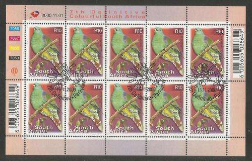 RSA 2000 7TH DEFINITIVE BIRDS R10 7056/7059 USED (CTO) FULL SHEET OF 10 DATED 2000/11/01