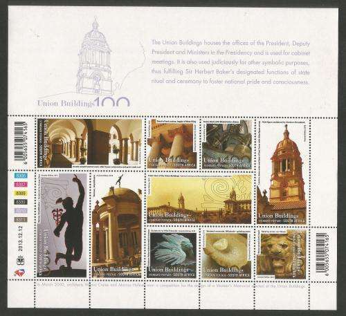 RSA 2013 CENTENARY UNION BUILDINGS MNH FULL SHEET OF 10 STANDARD POSTAGE