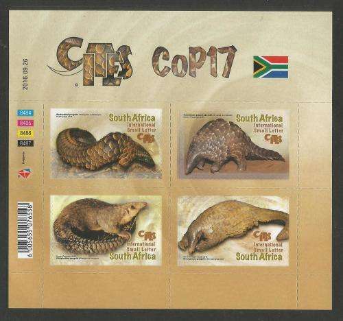 RSA 2016 CITES COP17 MNH FULL SHEET OF 4