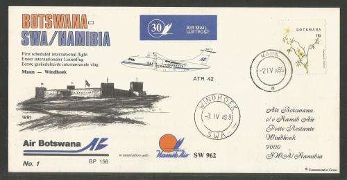 AVIATION 1989 NAMIB AIR FLIGHT COVER #30 - MAUN - WINDHOEK