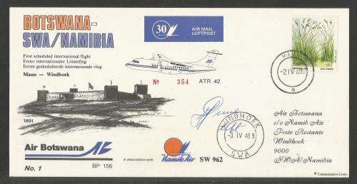 AVIATION 1989 NAMIB AIR SIGNED FLIGHT COVER #30 - MAUN - WINDHOEK