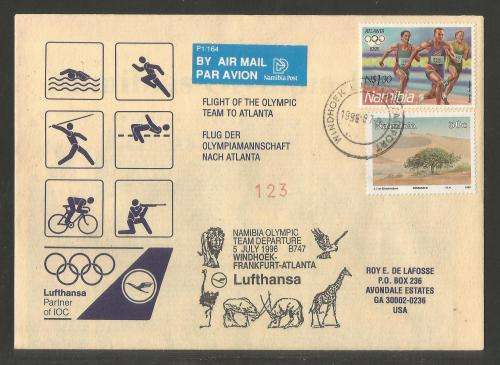 AVIATION 1996 FLIGHT COVER FLIGHT OF THE OLYMPIC TEAM TO ATLANTA BY LUFTHANSA